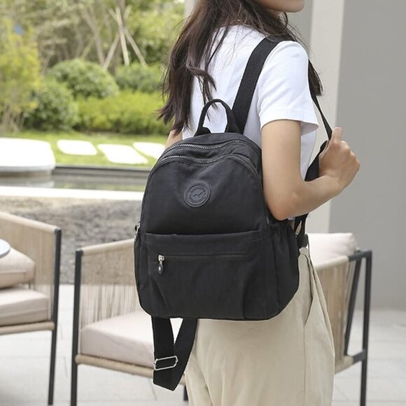 Mini Nylon Backpack Small Purse Lightweight Daypack Casual Travel Black - Picture 7 of 7